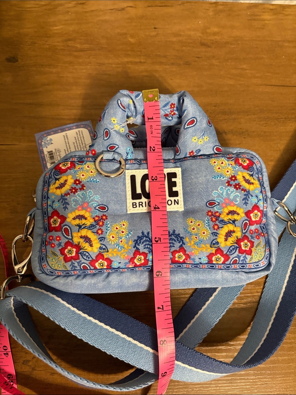 Brighton Light Blue Bandana Love Floral Crossbody Bag - Picture 10 of 10